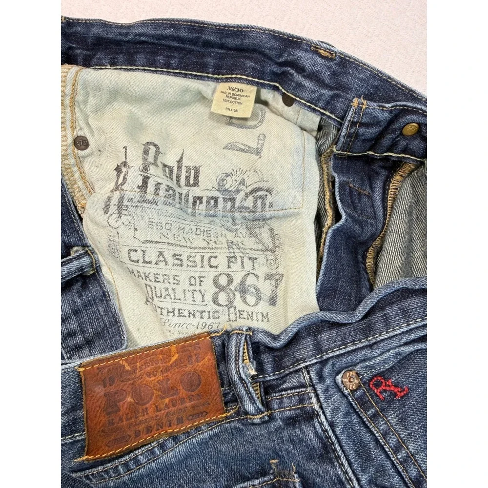 Polo Ralph Lauren 867 Classic Fit Mens 36x30 Denim Jeans Blue Medium Wash